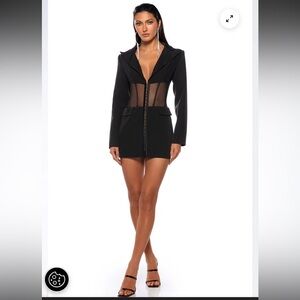 AKIRA BEIBS IN THE TRAP CORSET BLAZER Black Mesh Detail Blazer M